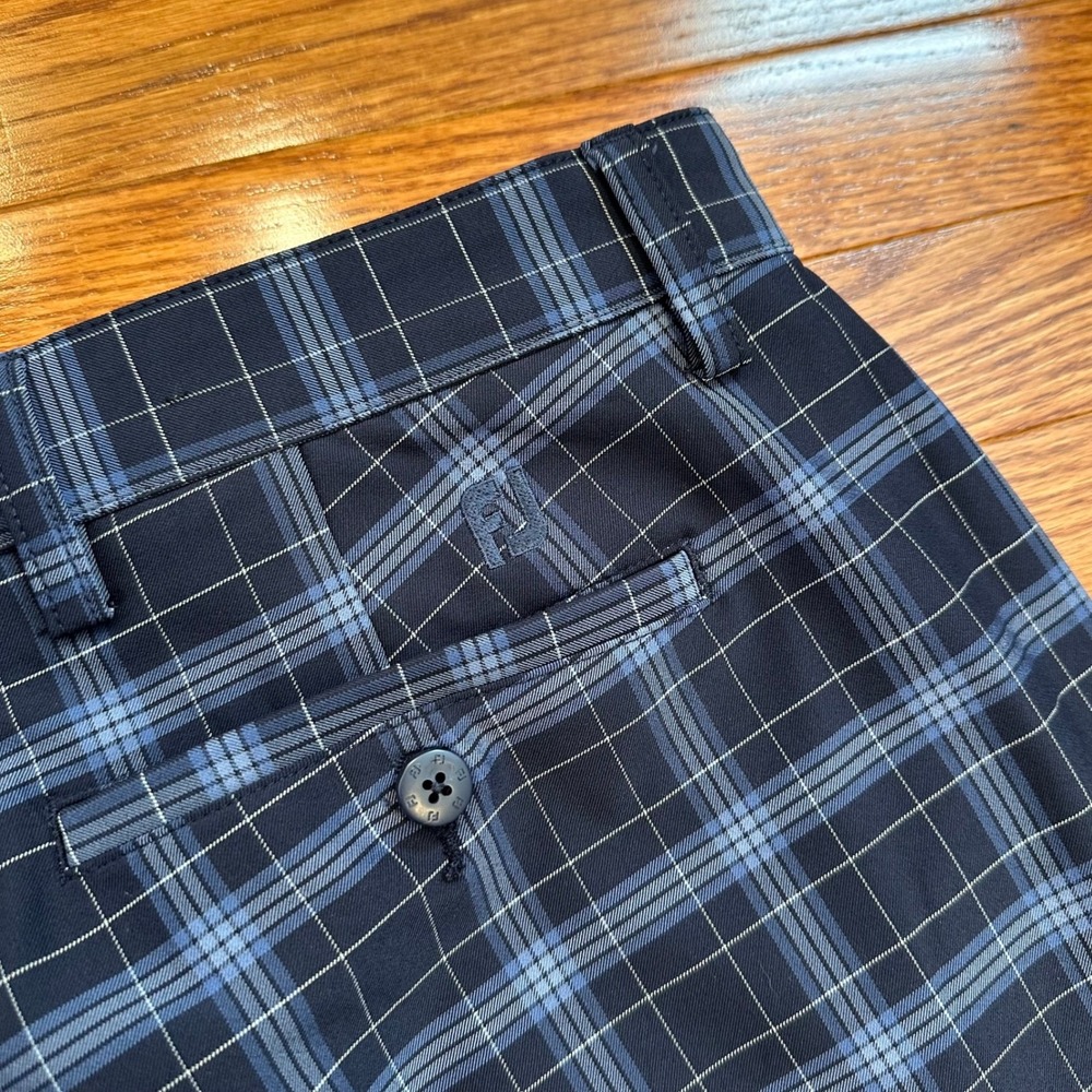 FootJoy Performance Golf Shorts Mens 38 Blue Plaid Check Stretch FJ Chino 10"